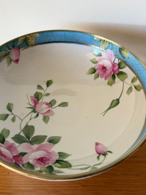 Διακοσμητικό μπολ Noritake 1910 μεταχειρισμένο με χρυσές λεπτομέρειες και ρόζ τριαντάφυλλα