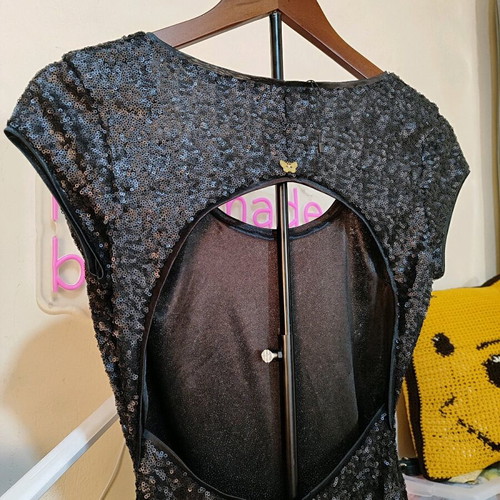 Cento black dress with sequins and open back used