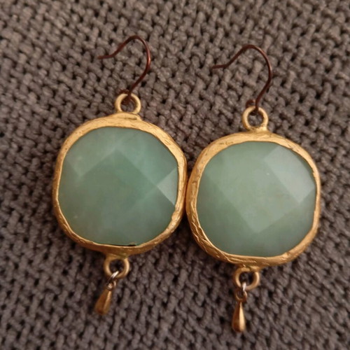 Byzantine earrings used, light gray-green, handmade