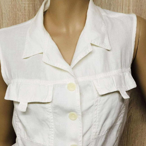 Hype sleeveless white linen shirt, size M