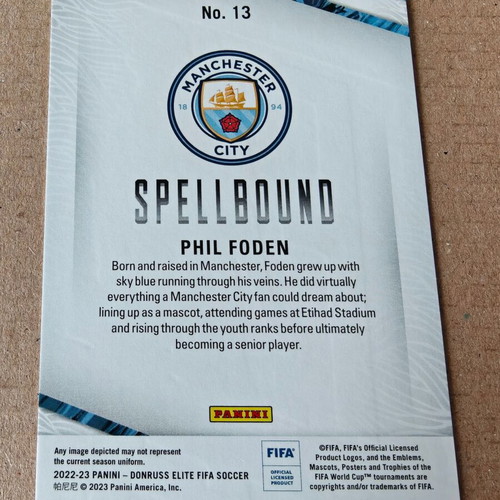 Phil Foden Manchester City Panini Donruss Elite 2022-23 Spellbound like new No. 13