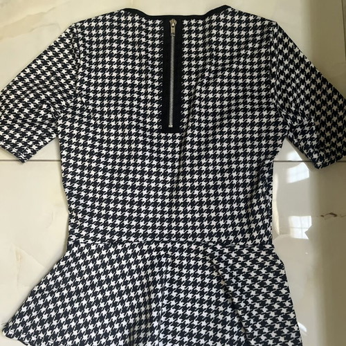 Peplum blouse Promise houndstooth black and white size XS like new