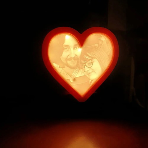 Personalized Heart-Shaped Lithophane Lamp made to order