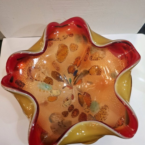 Vintage χειροποίητο μπολ Murano Art Glass Tutti Frutti μεταχειρισμένο