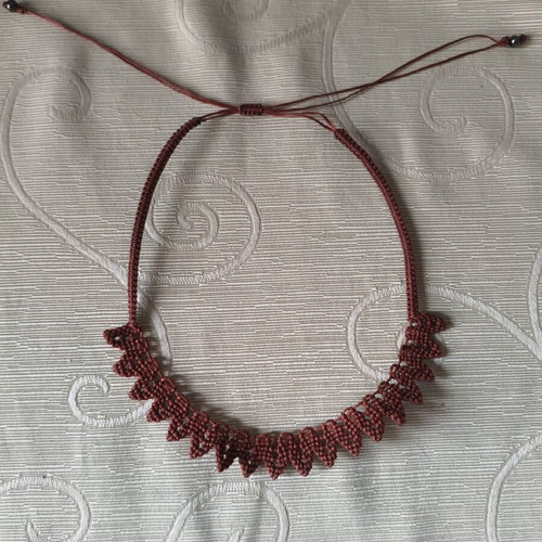 Macrame brown necklace new