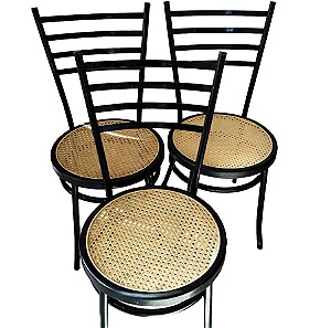 Σετ 3 μεταλλικές μαύρες καρέκλες με πλαστικό κάθισμα 83x40x40