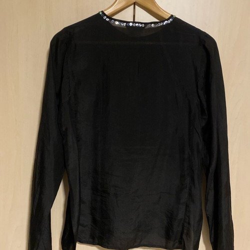 Zara satin black shirt with sequins like new, size M