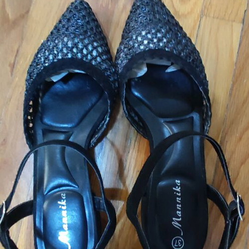 Black knitted ballet flats size 37, 2.5 cm heel like new