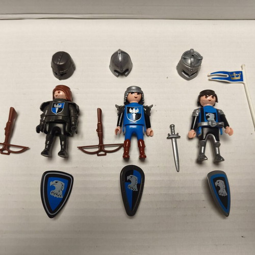 Knights of the Hawk pack of 3 figures with helmets, weapons, shields like new