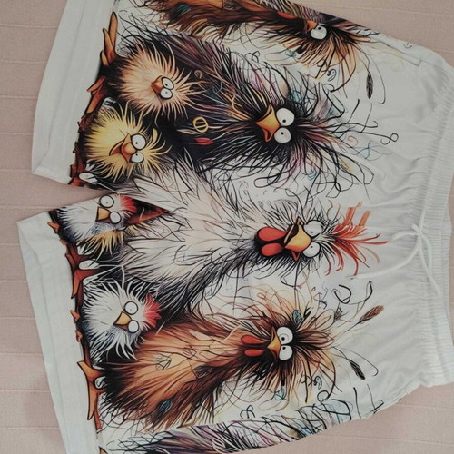 Shorts with funny rooster print like new