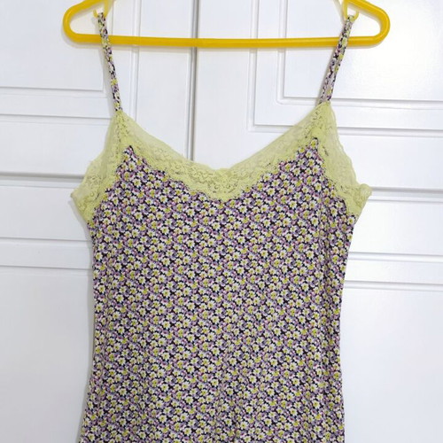 Lingerie printed top with lace, gift baby pink