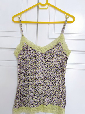 Lingerie printed top with lace, gift baby pink