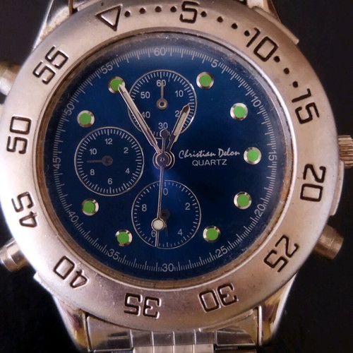 Christian Delon Quartz men's wristwatch, turquoise, chronograph