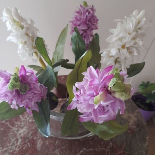Decorative hyacinths used, pack of 5, 3 pink and 2 white