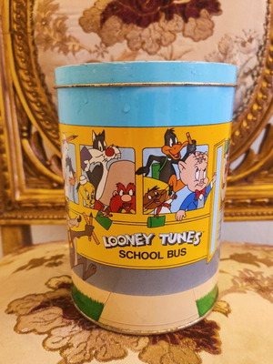 Συλλεκτικό κουτί Looney Tunes School Bus μεταχειρισμένο, τσίγκο
