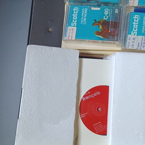 Linguaphone English and French language set used with carrying case