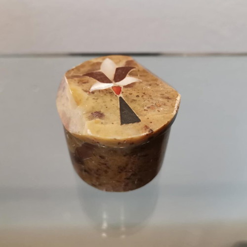 Small marble box used with inlaid anthemion and mother of pearl