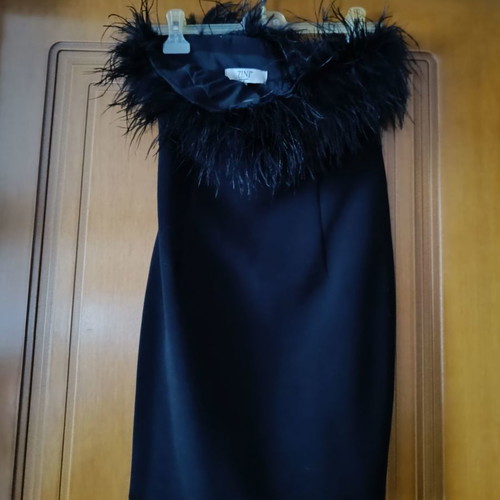 Zini black dress with feathers used, size S