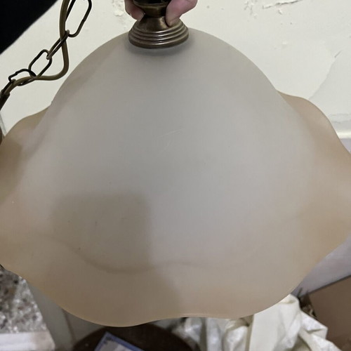 Vintage lamp light used, glass with beige shade