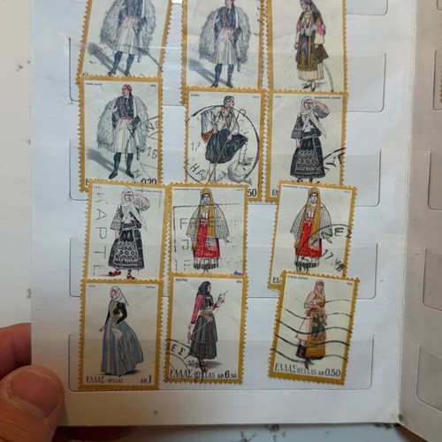 International Stamp Collection album with large vintage Greek and foreign stamps lot
