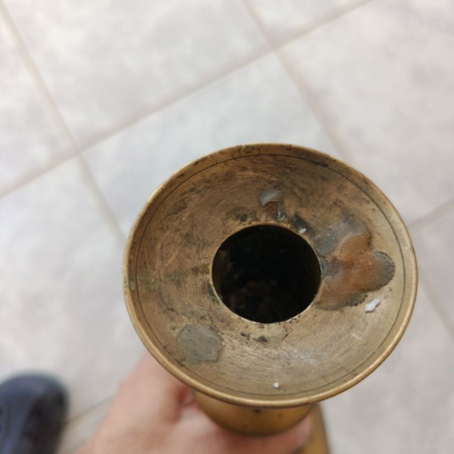 Large antique brass candlestick used, 30 cm height