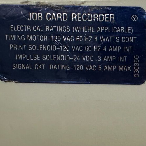 Vintage Cincinnati Job Card Recorder model 10000 mint condition with original keys