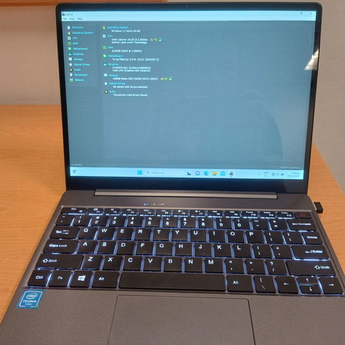 Chuwi Gemibook 13-inch laptop used with Windows 11 and backlit keyboard