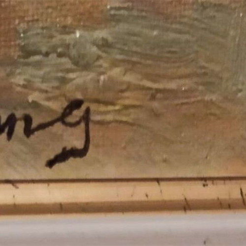 Lang exotic painting on canvas with frame like new