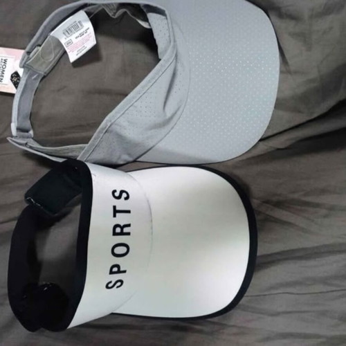 Women's hat, white and grey, size L