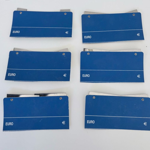 Price tags for products used, all together