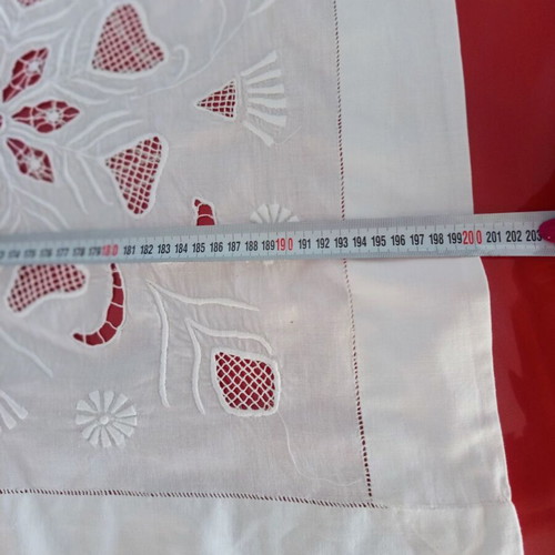 White Tablecloth with Rich Cutwork Embroidery 200x191 cm 100% Cotton like new