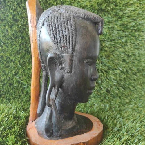 Ebony sculpture with Maasai woman head like new
