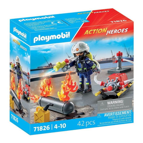 Playmobil Firefighter with Water Pump 71826 new