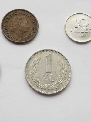 Coins of Albania, Austria, Poland, Netherlands, Hungary used, pack of 5