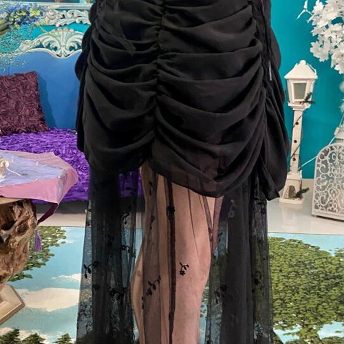 Gothic skirt with underbust corset PunkRave like new, black and blue