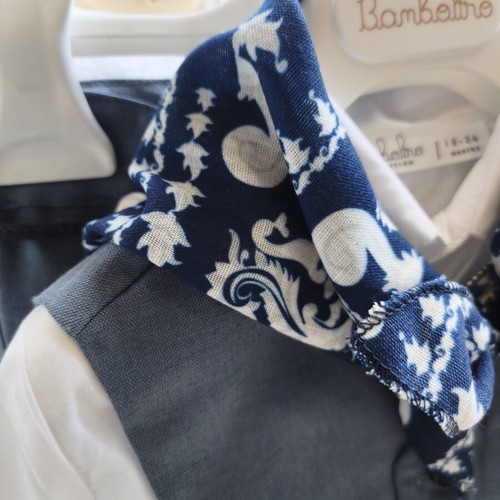 Bambolino baptism set shirt, vest, scarf, pants size 18-24 months new