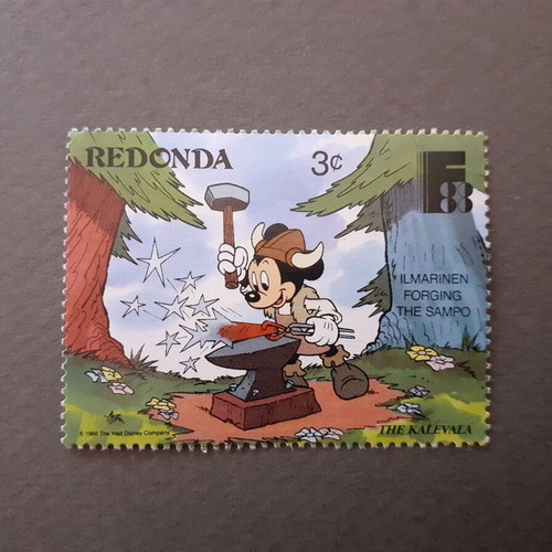 Redonda Walt Disney Characters Kalevala 1988 stamp set, 6 pieces
