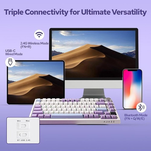 Ajazz Ak820Pro Mechanical Keyboard 75% TKL Wireless RGB New
