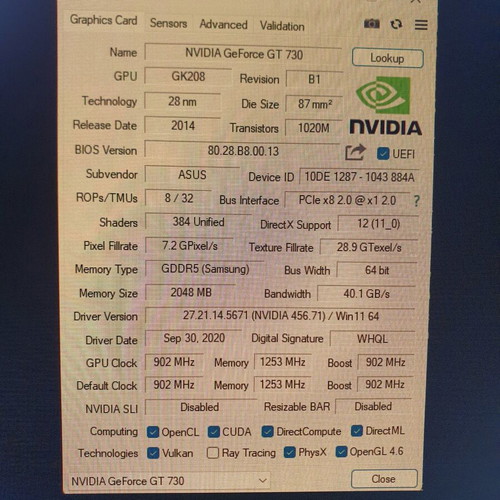 ASUS GeForce GT 730 4H-SL-2GD5 2GB GDDR5 Low Profile Single Slot 4x HDMI like new
