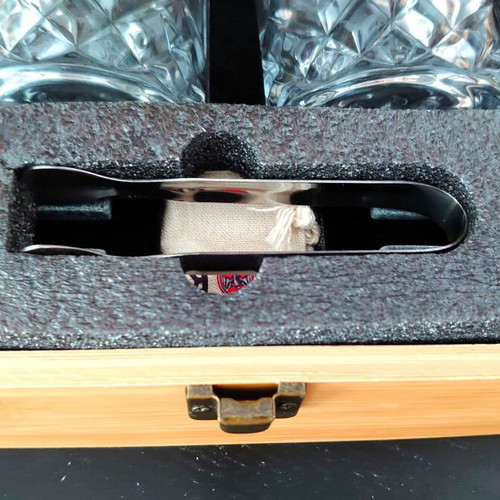Bacardi Luxury Drink Set New In Solid Bamboo Wood Case