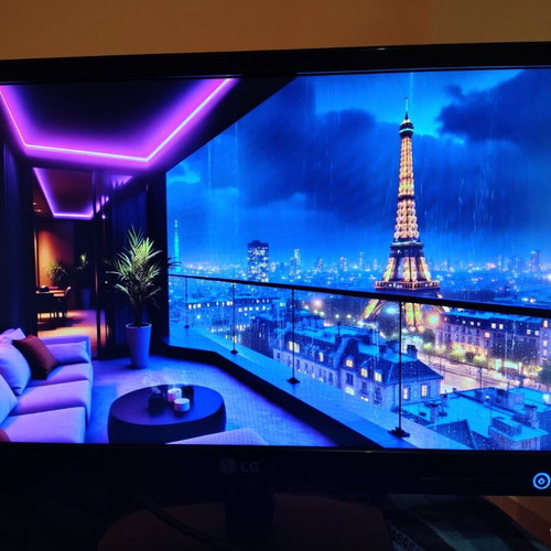 LG 24” Full HD Monitor used with stand and power supply