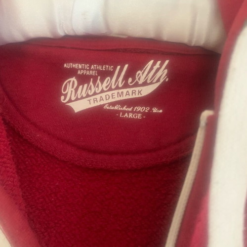 Russell Athletic burgundy hoodie jacket size L like new