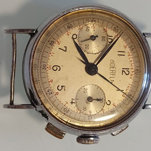 Men's mechanical chronograph watch military steel case 1936, 34mm