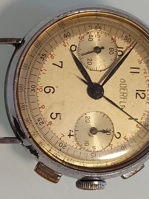 Men's mechanical chronograph watch military steel case 1936, 34mm