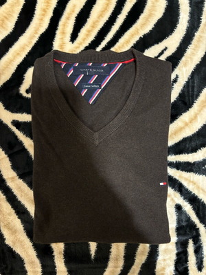 Ανδρικό πουλόβερ μάλλινο Tommy Hilfiger καφέ μεταχειρισμένο, μέγεθος L