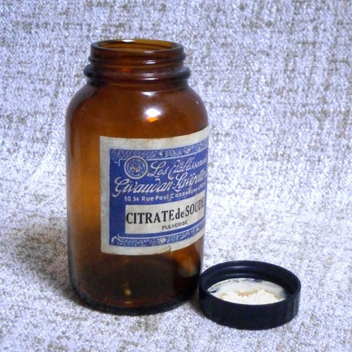 EMPTY PHARMACY BOTTLE VINTAGE FRENCH RARE YELLOW SODIUM