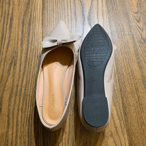 Ballerinas beige patent leather used, size 41, bow detail