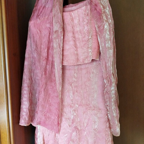 Vintage formal set used skirt mermaid top scarf apricot