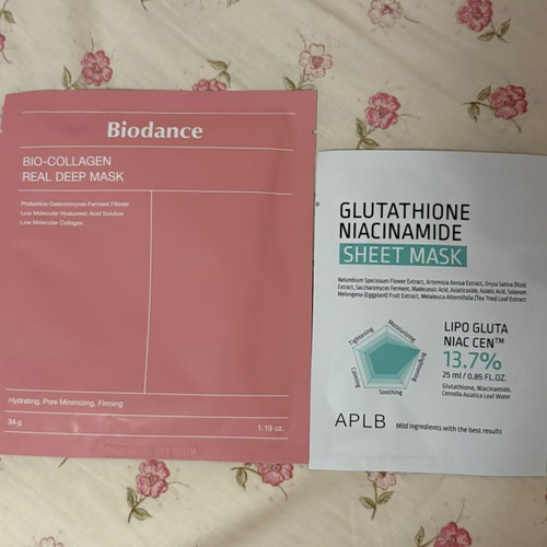Biodance Bio-Collagen and APLB Glutathione Niacinamide Sheet Masks set new