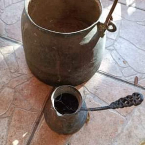Copper vessels used, milk pot and coffee pot 100 years old